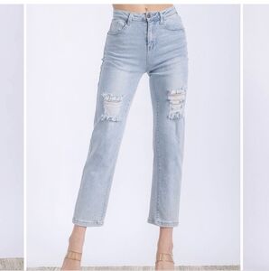 Emma Jean Light Blue Distressed Women Jeans Sz M NWT